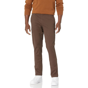 Chocolate Brown Solid Men Cotton Woven Straight Fit Office Ready Premium Feel Classic Appeal Chino Trousers - Product Image 1