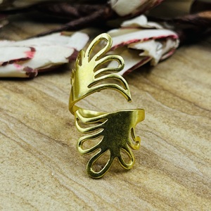 Modern Bohemia Brass Ring Boho Leaf Jewelry For Women 18k Gold Plated Floral <b>Wrap</b> Statement Open Finger For Wholesale/OEM/ODM - Product Image 6