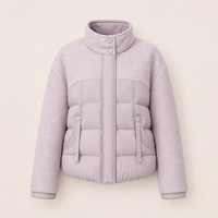 Veste matelassée hybride à capuche respirante pour femme, 100 % polyester, rembourrée, coupe régulière, vêtement d'extérieur d'hiver, coque en PU, doublure en coton
