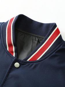 Navy College Baseball <b>Jacket</b> for Men Custom Hooded Varsity Outerwear <b>Fleece</b> <b>Lined</b> Embroidered Streetwear Winter Fashion OEM ODM - Product Image 6