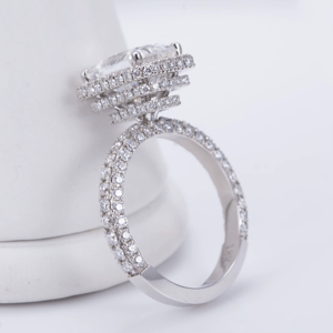3 carat Stylish Radiant Cut Diamond Engagement Ring with Pave Setting Center Stone for Women white gold Band - Product Image 5