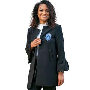 Chaqueta Negra con Mangas de Campana Zeta Phi Beta para Mujer, Bordada con Letras Griegas, Elegante, Informal, de Moda, Ajuste Premium - Product Image 1