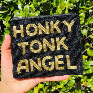 Embrayage perlé de Style occidental HONKY TONK ANGEL citation sac à main noir or fait à la main fête femmes filles pays grande capacité Durable - Product Image 3