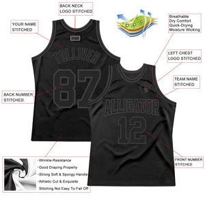 Camiseta de baloncesto negra personalizada, sin mangas, de secado rápido, transpirable, con nombre del equipo, número, logotipo, ropa deportiva - Product Image 3