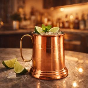 Chope à bière vintage en cuivre avec poignée en laiton, classique, écologique, réutilisable, vaisselle traditionnelle pour bar, maison, cuisine, cadeau durable - Product Image 5