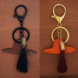 [Goyu] Handmade Korean Traditional Gat <b>Hat</b> Sculpture Keychain Lucky Charm Black Resin Bag Charm Tassel K-Culture Souvenir Gift - Product Image 1