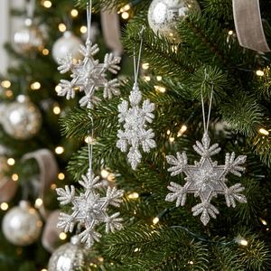 Ornement de Noël flocon de neige en perles de cristal, élégante décoration suspendue pour sapin de Noël avec strass - Product Image 6