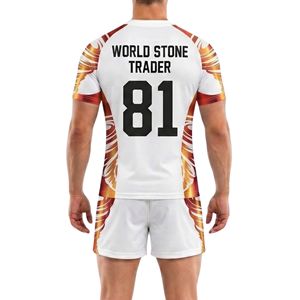 Uniforme de rugby Premium Flame Accent blanc et orange, polyester sublimé, séchage rapide, durable, léger, vêtements de sport d'équipe - Product Image 2