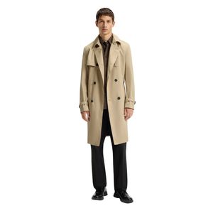 Manteau Trench Homme Tendance Automne Écologique Mi-Long Uni 100% Polyester Simple Boutonnage avec Boutons en Corne - Product Image 3