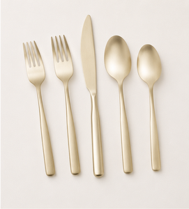Juego de Cubiertos Dorados de Estilo Vintage, Juego de Cubiertos de Acero Inoxidable de 5 Piezas con Recubrimiento Resistente al Óxido para Bodas y Hoteles - Product Image 3
