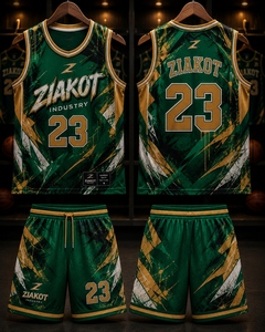 Wholesale Direct Ziakot Industry Custom <b>Graffiti</b> Pattern Green-Gold 3D Geometric Authentic Basketball Jersey - Product Image 1