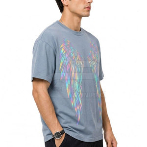 เสื้อยืดพิมพ์ลายสะท้อนแสงผู้ชายลำลองโอเวอร์ไซส์ผ้าฝ้ายเสื้อยืดสตรีทแวร์แขนสั้นแฟชั่นฤดูร้อนสวมใส่สบายทุกวัน - Product Image 5