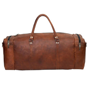 Men's Personalized Black Weekender Duffle <b>Bag</b> Full Grain Genuine Leather <b>Overnight</b> Carry-on Zipper for Holiday Travel - Product Image 4