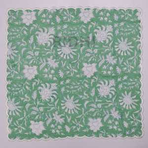 Serviettes de table en coton brodées, imprimées à la main, motif floral vert menthe, pour mariage, hôtel, vente en gros Ridhi - Product Image 4