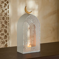 Décorations de Ramadan 2027 pour la maison, design lune et mosquée, lanternes élégantes et modernes en métal, fer et verre, faites à la main, pour hôtel