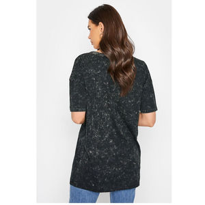 T-shirt long délavé pour femme, décontracté, à manches courtes, effet usé, coupe classique, 100 % coton toile respirant, imprimé, OEM - Product Image 6