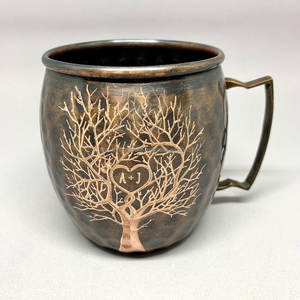 Tasse en cuivre Moscow Mule en acier inoxydable avec accessoire de boisson de bière gravé en placage de cuivre d'Inde - Product Image 1