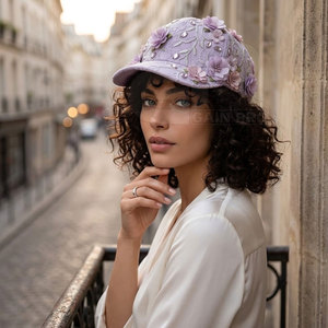 <b>Women</b> Lace <b>Baseball</b> <b>Hat</b> With Elegant Floral Embroidery Rhinestone Decoration Adjustable Closure Casual Streetwear Headwear - Product Image 6