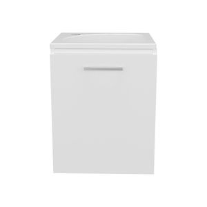 Mobile bagno sospeso Saju Wide a una anta con lavabo in resina e un ripiano, bianco, per stoccaggio - Product Image 6