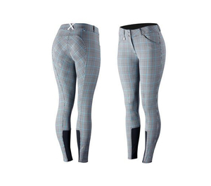 Leggings Ecuestres de Cintura Alta para Mujer, Tejidos en Spandex y Nailon, Elásticos en Cuatro Direcciones, Color Gris Sólido con Parches de Silicona - Product Image 6