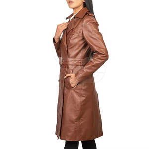 Manteau long en cuir pour femme, style nouveau, doublure chaude, veste d'hiver avec boutons sur le devant, personnalisable - Product Image 2