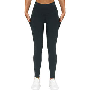 Leggings Cortos de Cintura Alta para Mujer, Color Borgoña Sólido, Pantalones Elásticos Básicos - Product Image 2
