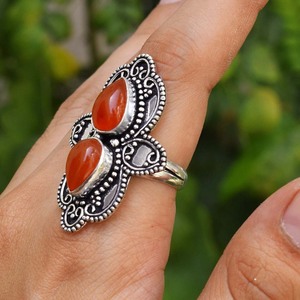 Carnelian Gemstone <b>Ring</b> 925 Sterling <b>Silver</b> Handmade Jewelry Elegant <b>Statement</b> <b>Ring</b> for Women Gift custom jewelry manufacturer - Product Image 4