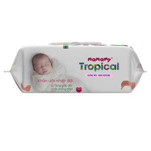 Vente en gros de lingettes humides tropicales Mamamy, 90 pièces, lingettes pour bébés à base de plantes naturelles, lingettes douces non tissées, prix fabricant - Product Image 3