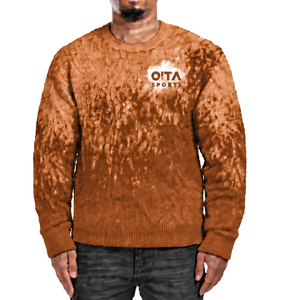 Pull en maille dégradé marron et blanc pour homme, col rond, manches longues, personnalisé, style streetwear décontracté, mode hiver, vente en gros - Product Image 1