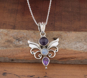 Collar con Colgante de Amatista Arcoíris Único, Plata 925 Chapada en Platino, Estilo Vintage, Joyería Natural, Gema Geométrica - Product Image 5