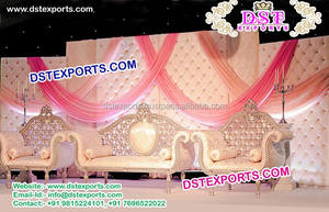 Amazing Indian Engagement Stage Leather Panels Wedding White Themed Leather <b>Backdrop</b> Wall Tufted Leather <b>Frame</b> for Wedding - Product Image 4