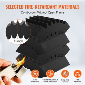 Paquete de 4 Paneles Acústicos de Espuma de Alta Densidad Resistentes al Fuego de 16.5 x 6.3 x 12 Pulgadas, Paneles Adhesivos para Paredes - Product Image 3