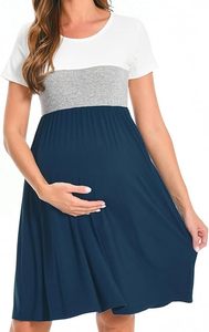 Nouvelle Collection : Robes de Maternité et d'Allaitement Élégantes et Respirantes pour Femmes, Design Tendance Bicolore, Modèle Formel Très Vendu - Product Image 5