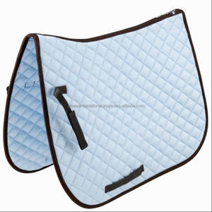 แผ่นรองอานม้าผ้าซาตินสีฟ้าแบบอังกฤษอุปกรณ์ขี่ม้าตรงจากผู้ผลิตในอินเดีย - Product Image 5
