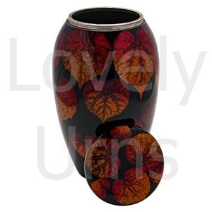 Urne funéraire pour cendres en forme de feuilles de cerisier, rouge bordeaux, pour adultes, souvenir commémoratif, feuille d'automne - Product Image 4
