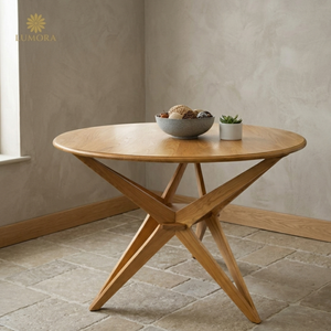 Gala <b>Solid</b> Teak <b>Wood</b> Handmade Multipurpose 2 Seater Modern <b>Round</b> <b>Dining</b> <b>Table</b> Home Furniture Assembly Required - Product Image 2