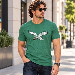 Camiseta de Hombre con Gráfico de Águila Verde, Manga Corta, Cuello Redondo, Estampada, Informal, 100% Algodón Jersey, Corte Regular, Diseño Animal - Product Image 3