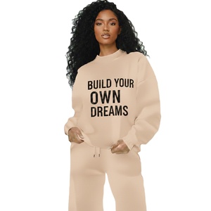 Cozy Women Mockneck Fleece Sweatshirt Long Sleeve Loose Fit Autumn Winter Wear Embroidered Design <b>Light</b> Weight Quick Dry - Product Image 1