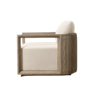 Sillón de Exterior Premium, Estructura Escultural de Teca Sólida con Ranuras, Cojín Acolchado, Muebles de Jardín de Lujo Ecológicos para Resorts - Product Image 2