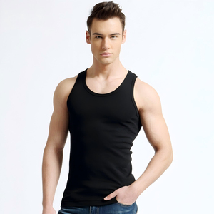 Camiseta sin mangas de algodón blanca para hombre, cuello redondo, informal, de punto, ligera, transpirable, para gimnasio, ropa interior de verano - Product Image 3