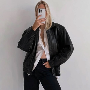 Blousons en cuir oversize de haute qualité pour femmes 2026, en vente en gros avec logo personnalisé - Product Image 1