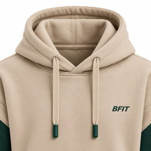 Sweat à capuche oversize en polaire vert forêt pour homme avec logo brodé, panneaux de manches incurvés, poche kangourou, service OEM, hiver - Product Image 2