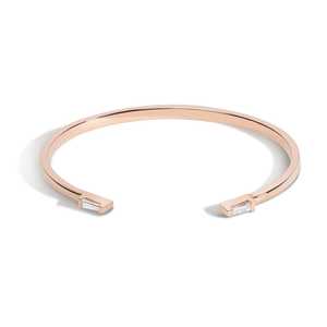 Dainty Open <b>Cuff</b> <b>Bracelets</b> 14k 18k Solid Gold Tapered Baguette Lab Diamond Adjustable Minimalist Stackable <b>Bracelets</b> For Women's - Product Image 3