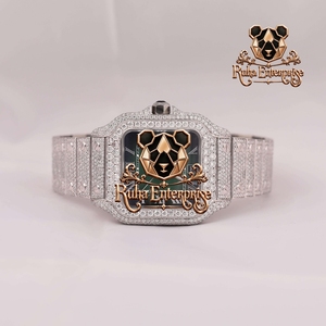 Premium <b>Mens</b> Moissanite Diamond Quartz Wrist Timepiece with Detailed Steel Case, Brilliant Crystal Features and Modern - Product Image 3