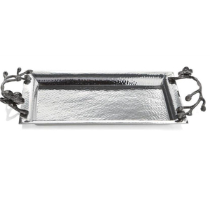 Elegante bandeja de servir de diseño ovalado, bandeja metálica de calidad superior con asa de diseño de hoja para organizar el hogar, hotel o cocina. - Product Image 6