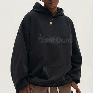 Men Relaxed Oversized <b>Hoodie</b> Heavyweight Brushed Fleece Hooded Sweatshirt Urban Casual Streetwear Daily Comfort - Product Image 5