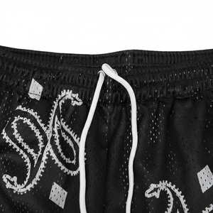 Shorts en maille tricotée à taille élastique pour hommes, logo personnalisé, séchage rapide, respirant, haute qualité, basketball, gym, entraînement, polyester - Product Image 3