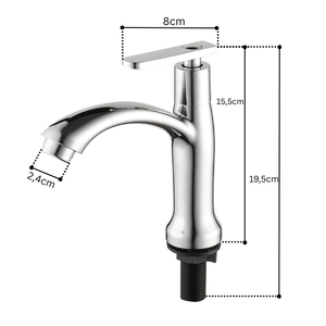Robinet de lavabo de salle de bain moderne en alliage de zinc chromé, monotrou, eau froide, bec courbé, à poser sur le comptoir, VN 138-T5 - Product Image 2
