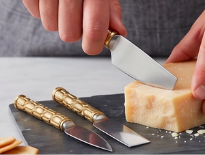 <b>Cheese</b> <b>Knives</b> <b>Set</b> In Stainless Steel With Brass Handles Dishwasher Safe Perfect For Hotel Ware And Tableware Accessories - Product Image 5