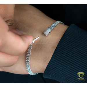 Luxury Statement Cuban Link Bracelet with Premium Moissanite Diamonds and Elegant White Gold Finish - Product Image 3